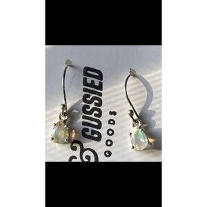 Sterling Silver 925 and Ethopian Fire Opal Teardrop Drop Hook Earrings Opal Gems